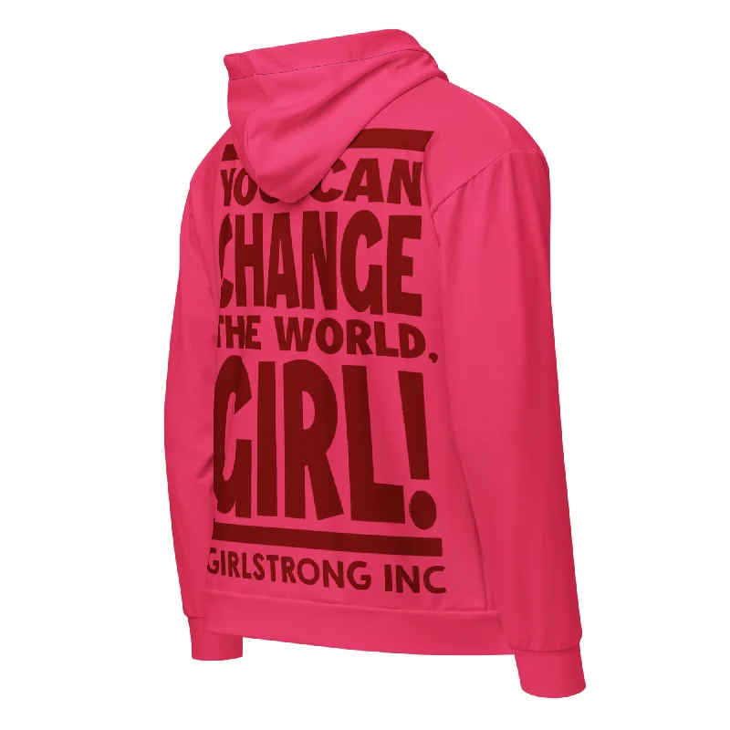 GS GRAPHIX ZIP HOODIE HOT RED - YOU CAN CHANGE THE WORLD, GIRL!