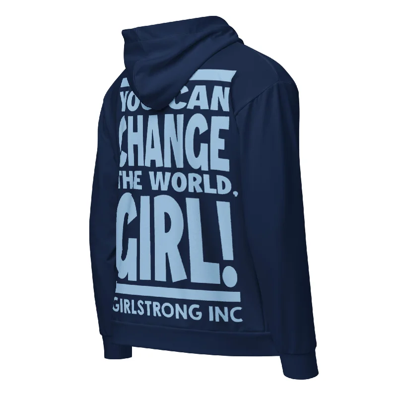 GS GRAPHIX ZIP HOODIE NAVY - YOU CAN CHANGE THE WORLD, GIRL!