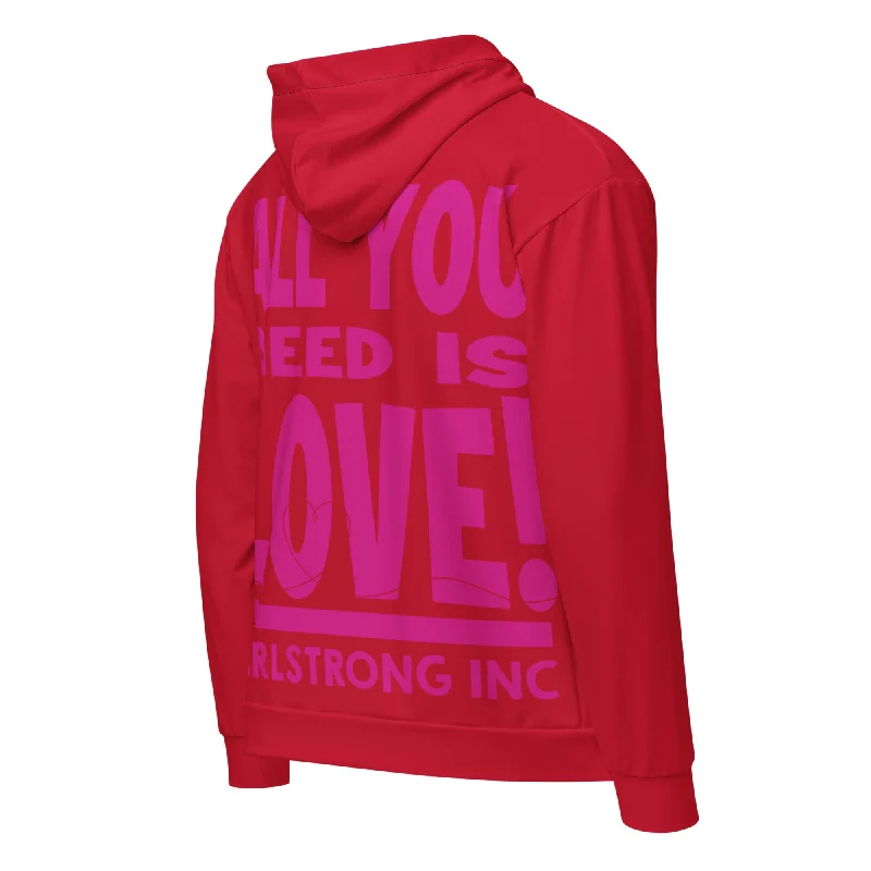 GS GRAPHIX ZIP HOODIE RED - ALL YOU NEED IS LOVE