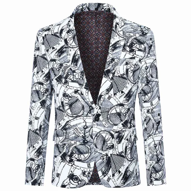 Bicycle Print Blazer Slim Fit Fashion Blazer