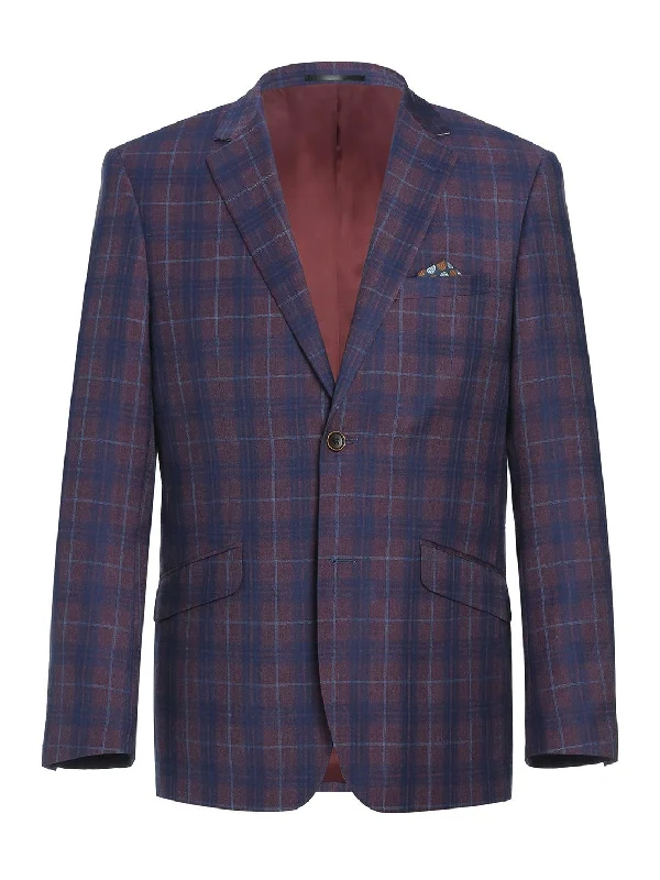 Men's 2 Buttons Slim Fit Blazer Premium Plaid Sport Coat