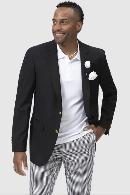 Mens Modern Two Button Club Blazer in Black