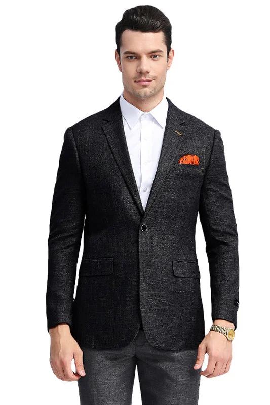 Men's Slim Fit Casual Summer Sport Coat in Black