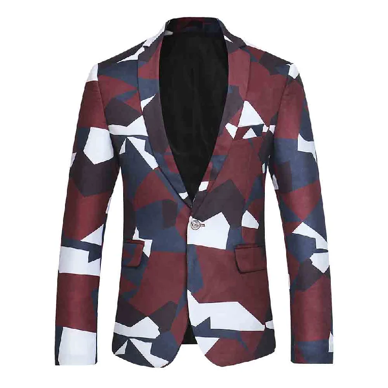 Slim Fit Floral Print Casual Black Blazer