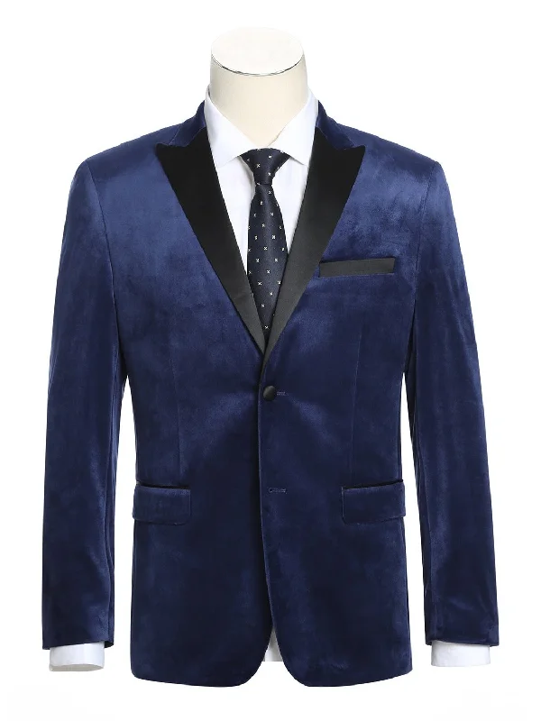 Men's Slim Fit Stretch Blue Tuxedo Blazer