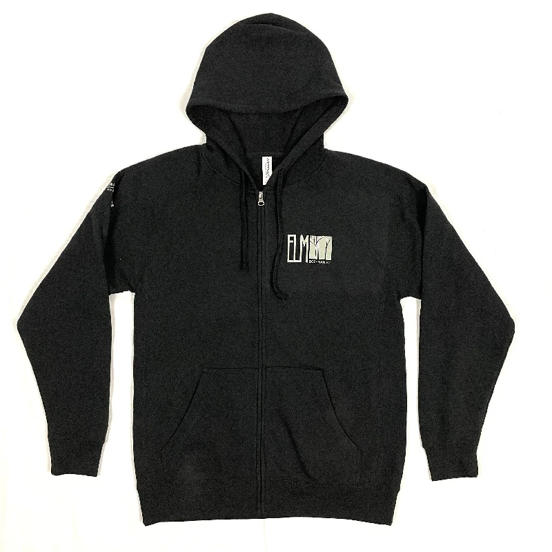 ELM Hoodie Zip-Up, Logo, Black