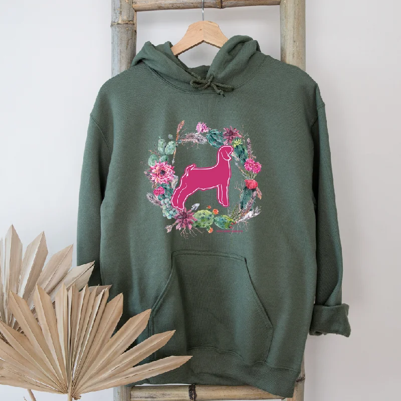 Goat Cactus Wreath Hoodie (S-3XL) Unisex - Multiple Colors!