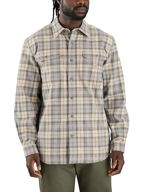 Loose Fit Heavy Weight Flannel Long-Sleeve Plaid Shirt