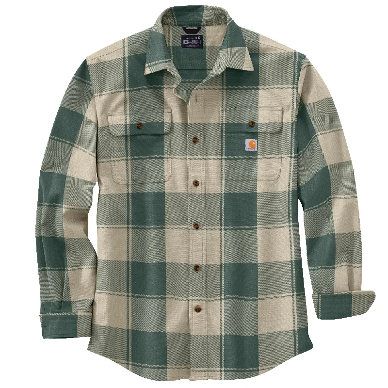 Loose Fit Heavy Weight Flannel Long-Sleeve Plaid Shirt