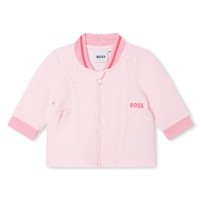 Pink Logo Zip Up Cardigan