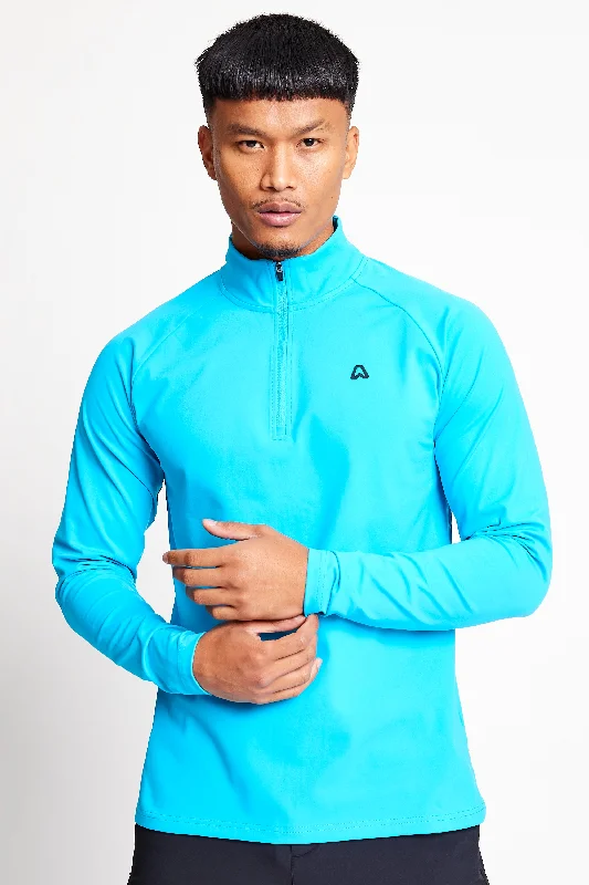 Slim Fit 1/4 Zip Top - Ocean Blue