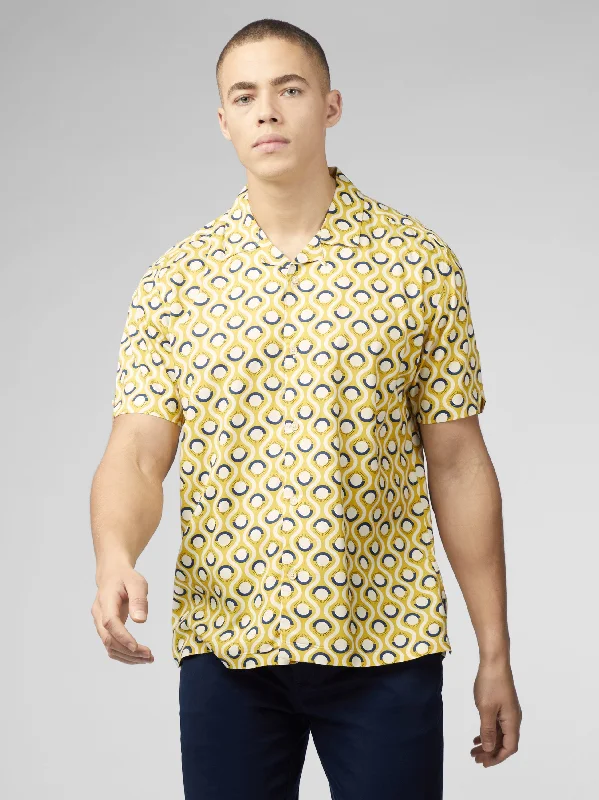 Signature Retro Geo Print Shirt - Sunflower