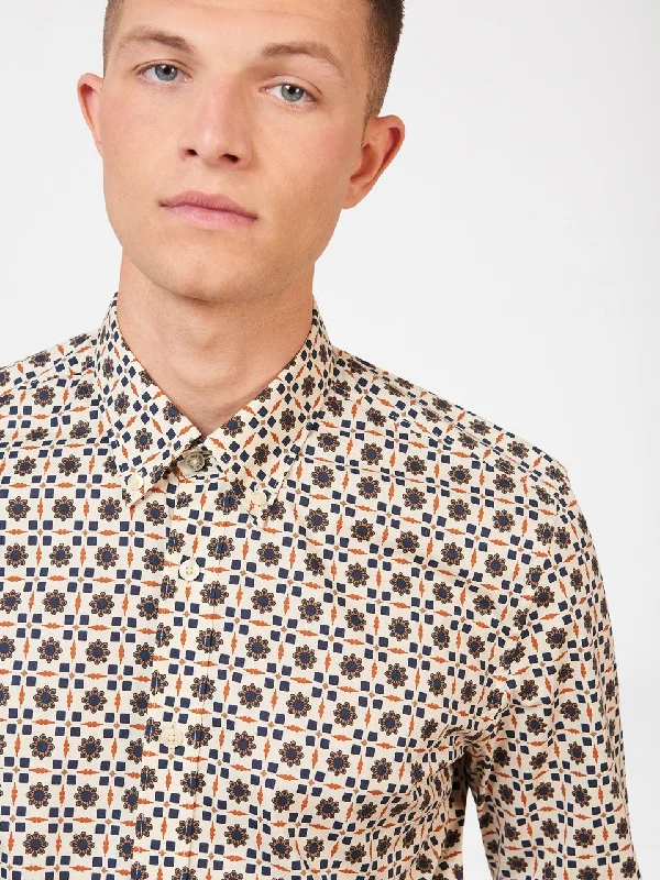 Retro Foulard Print Slim Fit Shirt