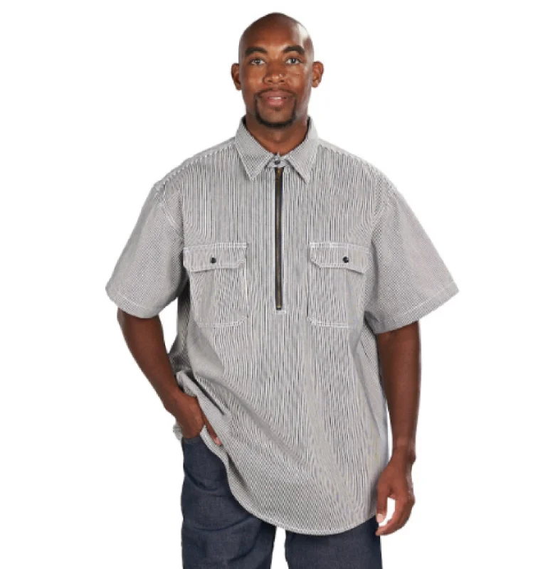 KEY Men's Hickory Half-Zip Short Sleeve Work Shirt