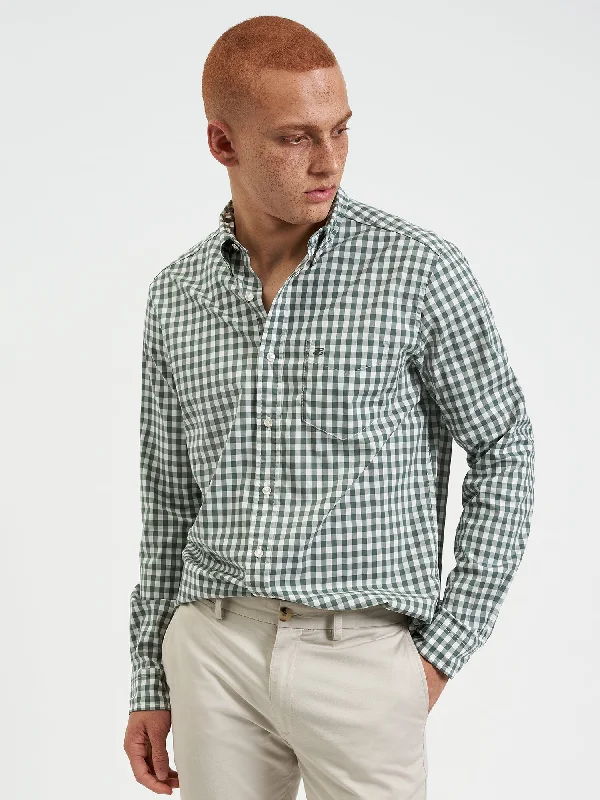 House Poplin Gingham Shirt - Olive