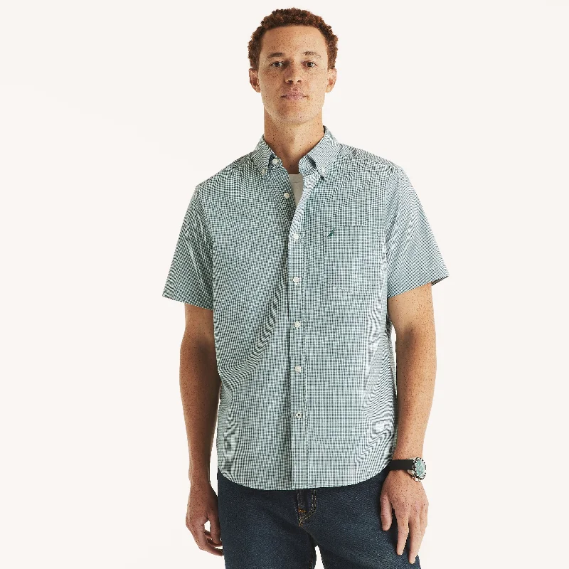 Nautica Mens Wrinkle-Resistant Plaid Wear To Work Short-Sleeve Shirt