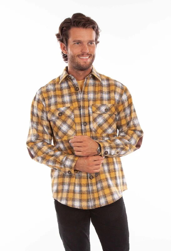 Scully Mens Golden/Black Wool Blend Plaid L/S Shirt