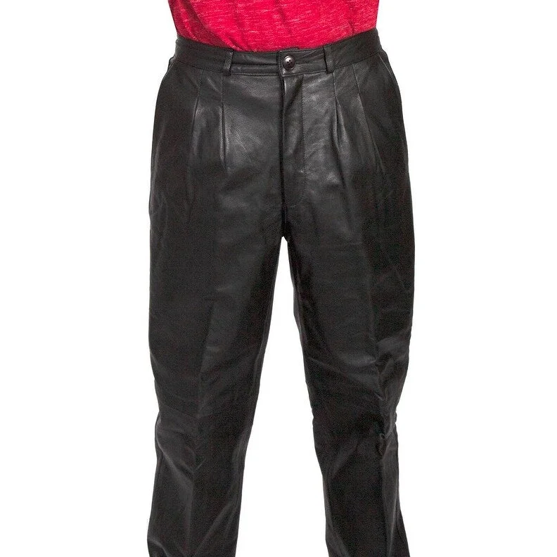 Scully Western Pants Mens Leather Pleated Zip Fly Black F0_414 - 31