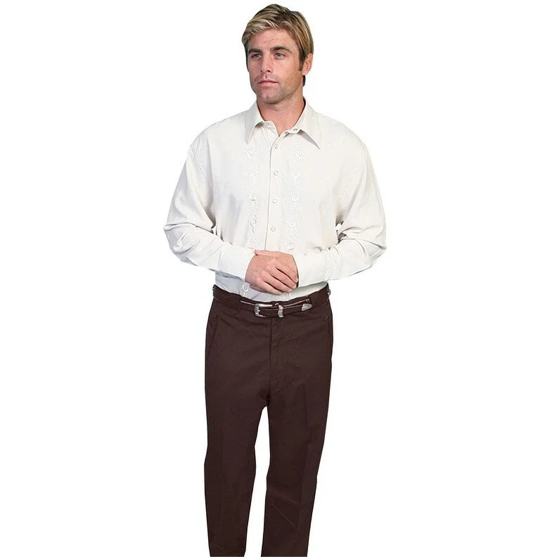 Scully Western Pants Mens Solid Trouser Piping Brown F0_P-708 - 32