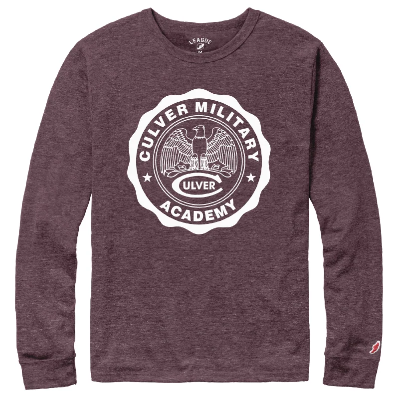 Victory Falls Long Sleeve CMA Seal Tee - Heather Maroon