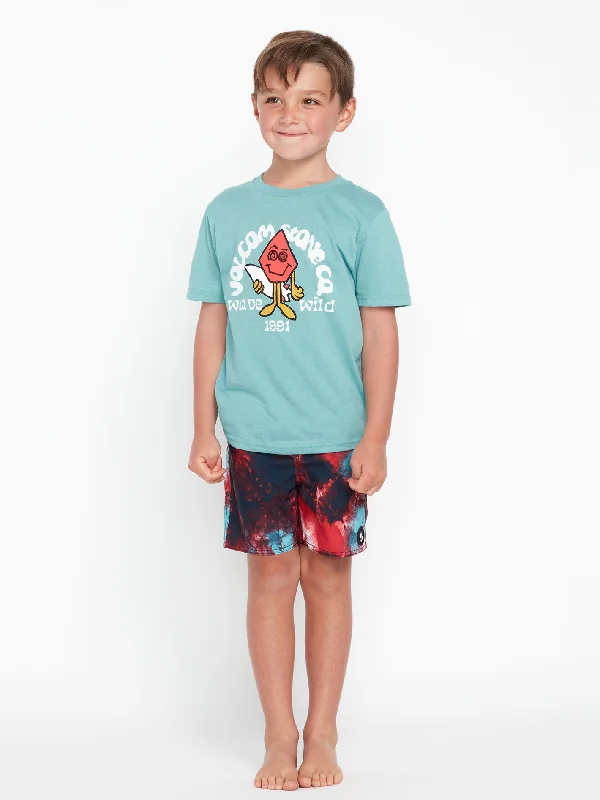 Little Boys Wave Wild Short Sleeve Tee - Cali Blue Heather