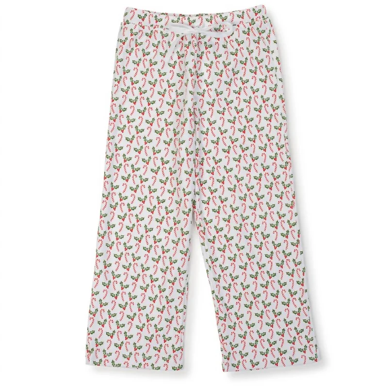 Men's Christmas Pajama Pants In Candy Cane & Holly