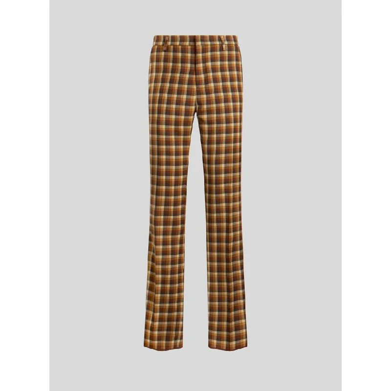 VIRGIN WOOL CHECK TROUSERS